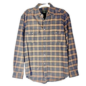 Eddie Bauer Mens Flannel Shirt Sz Medium Multicolor Plaid Heavy Cotton Button Up